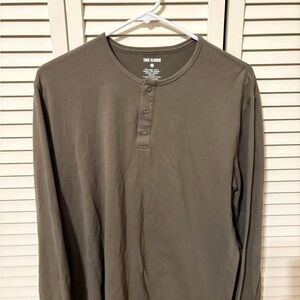 True Classic Men's Olive Long Sleeve Henley